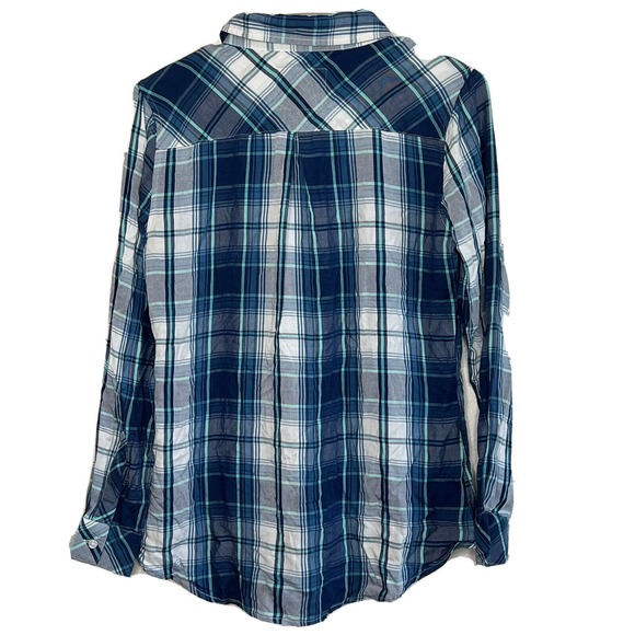 Rails Blue White Sky Plaid Button Up Long Sleeve Checkered Long Sleeve XS C26 - Picture 2 of 6
